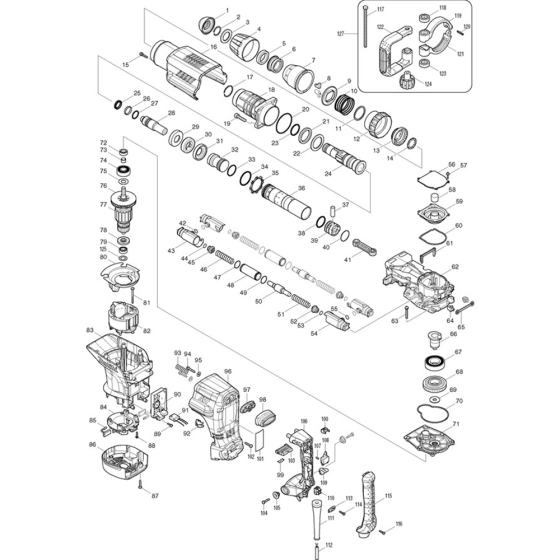 Main Assembly for Makita HM1213C Demolition Hammer Drill