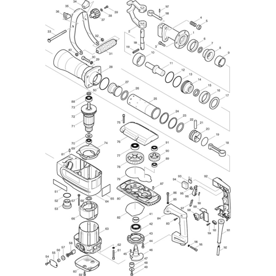 Main Assembly for Makita HM1304B Demolition Hammer Drill