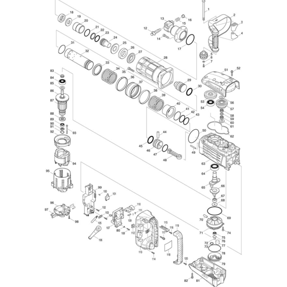 Main Assembly for Makita HM1317C Demolition Hammer Drill