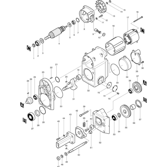 Main Assembly for Makita HM1800 Demolition Hammer Drill