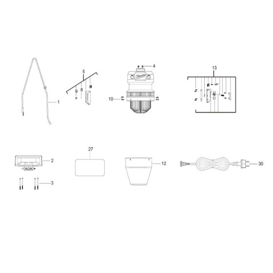 Complete Assembly for Milwaukee HOBL7000 Site Light