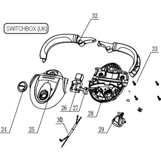 Switchbox UK Assembly for Husqvarna HOVER VAC 250 Electric Lawnmowers