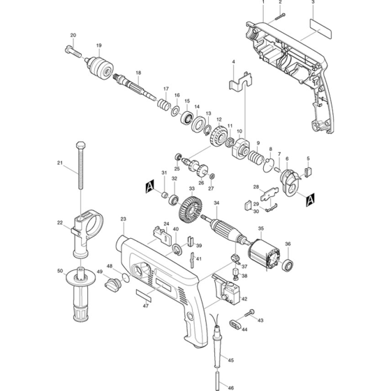 Main Assembly for Makita HP2040 13mm 2 Speed Percussion Drill