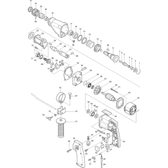 Main Assembly for Makita HR2000 Rotary Hammer Drill