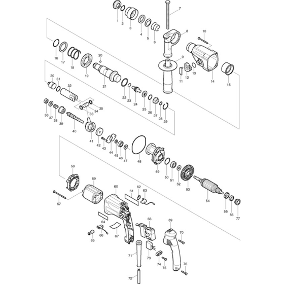 Main Assembly for Makita HR2020 Rotary Hammer Drill