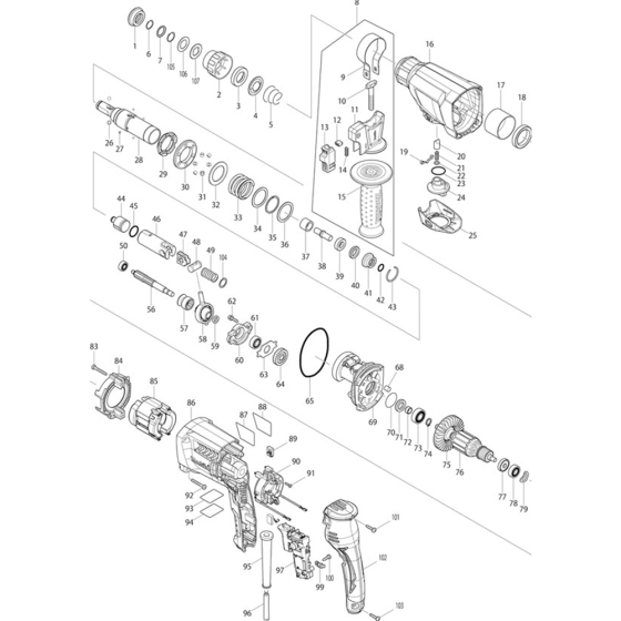 Main Assembly for Makita HR2300 Rotary Hammer Drill