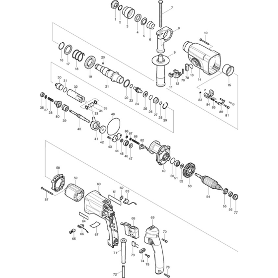 Main Assembly for Makita HR2450 Rotary Hammer Drill