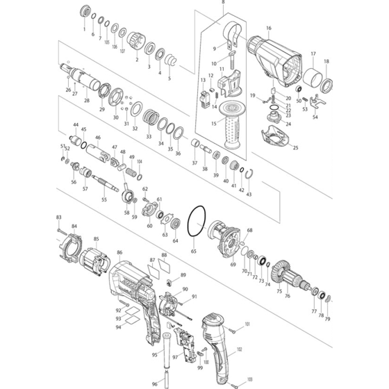 Main Assembly for Makita HR2610 Rotary Hammer Drill