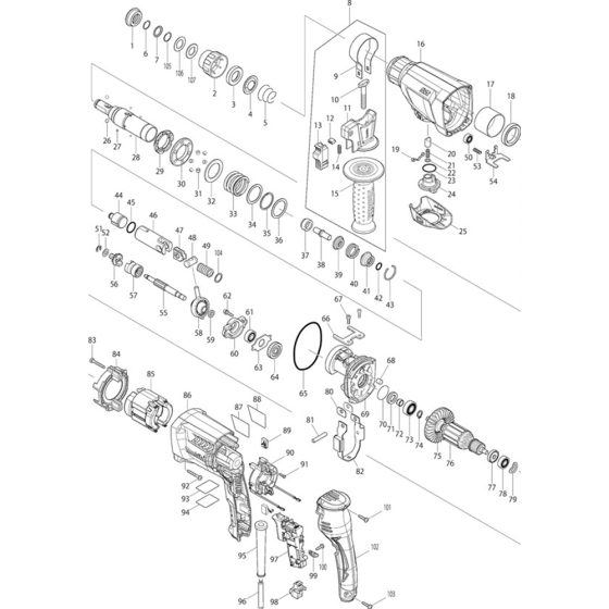 Main Assembly for Makita HR2611F Rotary Hammer Drill