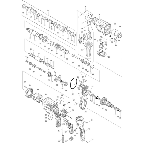 Main Assembly for Makita HR2611FT Rotary Hammer Drill