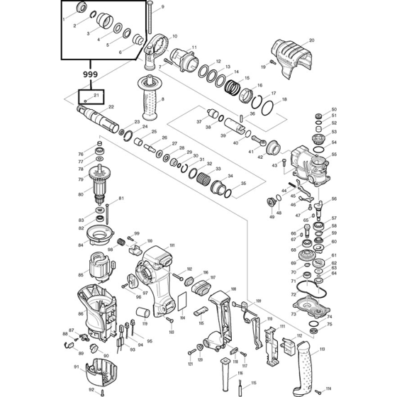 Main Assembly for Makita HR2811F Rotary Hammer Drill