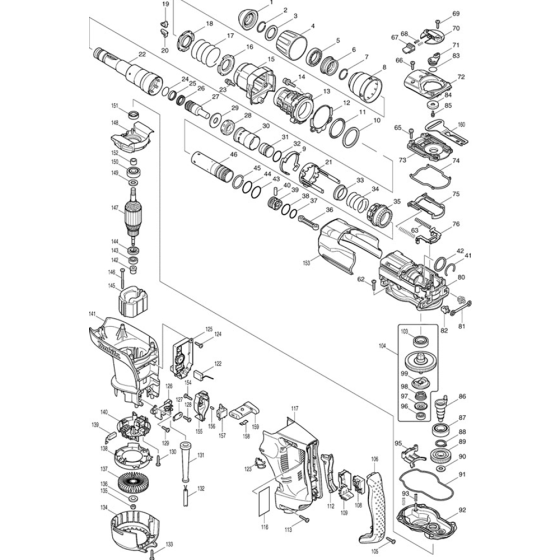 Main Assembly for Makita HR4001C Rotary Hammer Drill