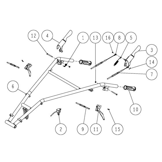 Handle Assembly -1 for OREC HR662 (2021) Mower