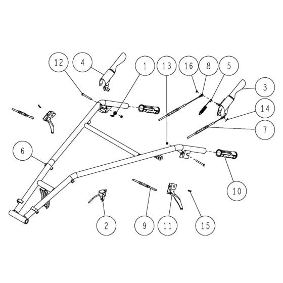 Handle Assembly -1 for OREC HR812 (2021) Mower