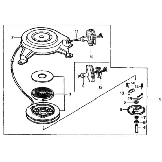 Recoil Starter for Honda HRD535 - QXE Lawn Mower