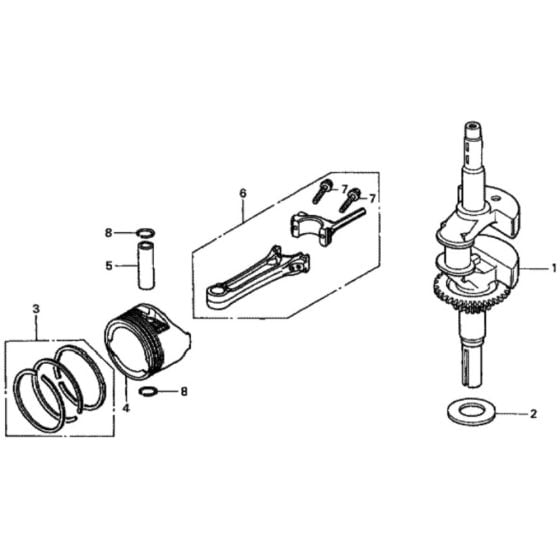 Piston/Crankshaft for Honda HRD536C - HXE Lawn Mower