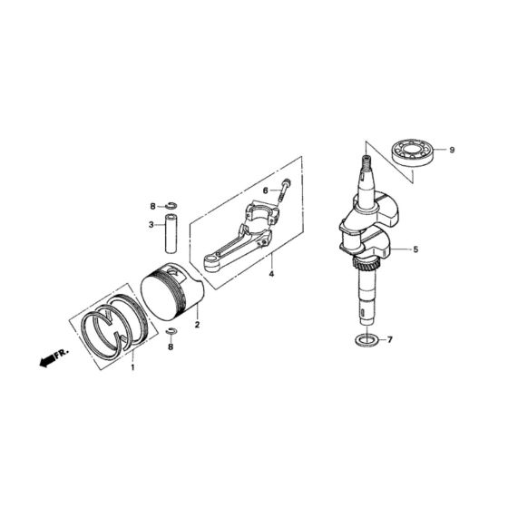 Crankshaft, Piston Assembly for Honda HRD536K4 QXEH Mower