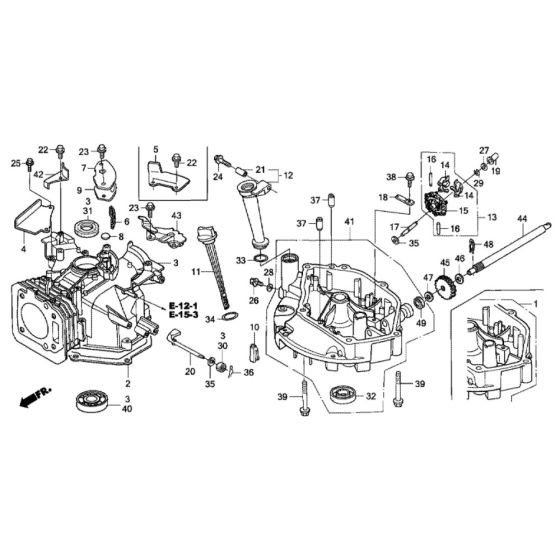 Cylinder Barrel, Oil Pan Assembly for Honda HRD536K4 QXEH Mower