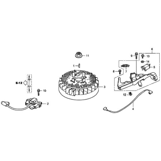 Flywheel/Ignition Coil for Honda HRG465C2 - SDEE Lawn Mower