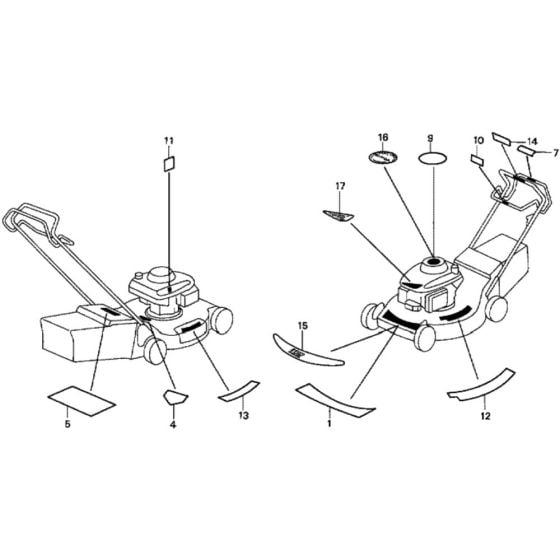 Label for Honda HRG536C1 - SDE Lawnmower