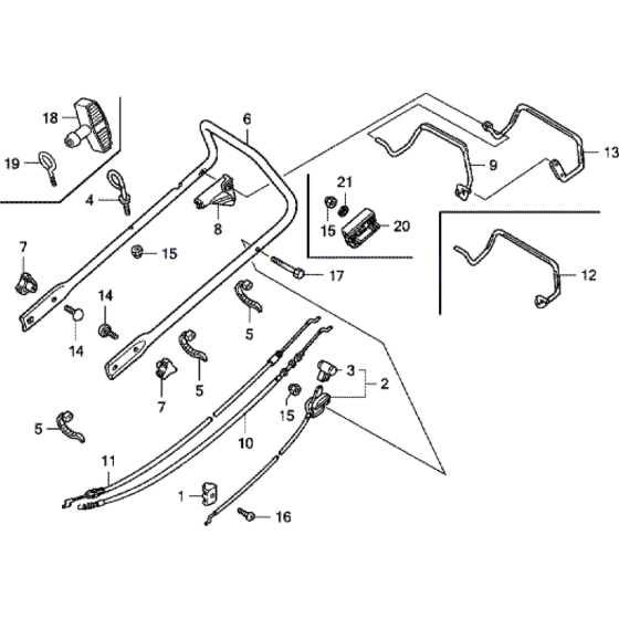 Handle and Cable Assembly for Honda HRG536 PDE Lawn Mowers