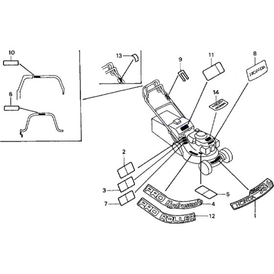 Decal Assembly for Honda HRH536 Pro Lawnmower