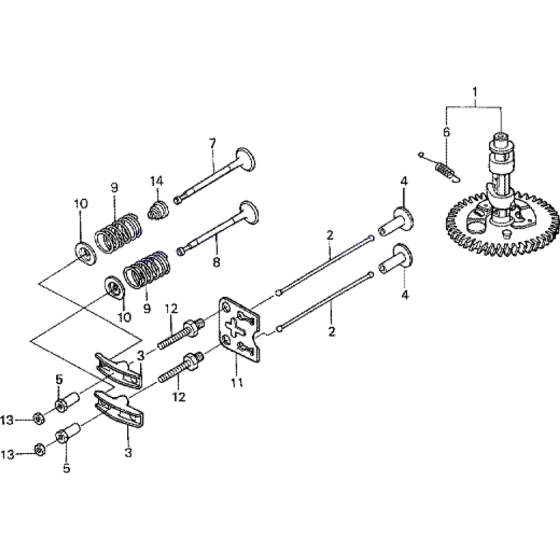 Camshaft and Valves Assembly for Honda HRH536 Pro Lawnmower