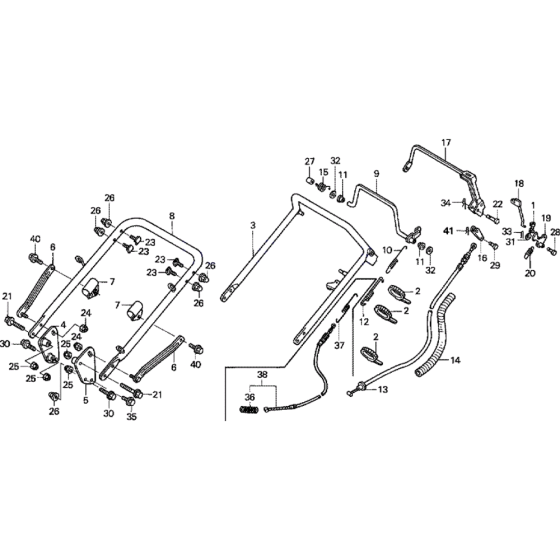 Handle and Control Cables Assembly for Honda HRH536 Pro Lawnmower