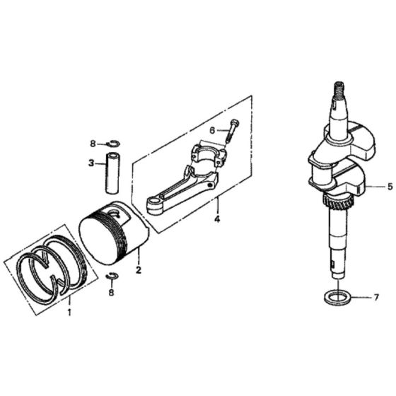 Crankshaft/Piston for Honda HRH536K1 - QXE Lawn Mower