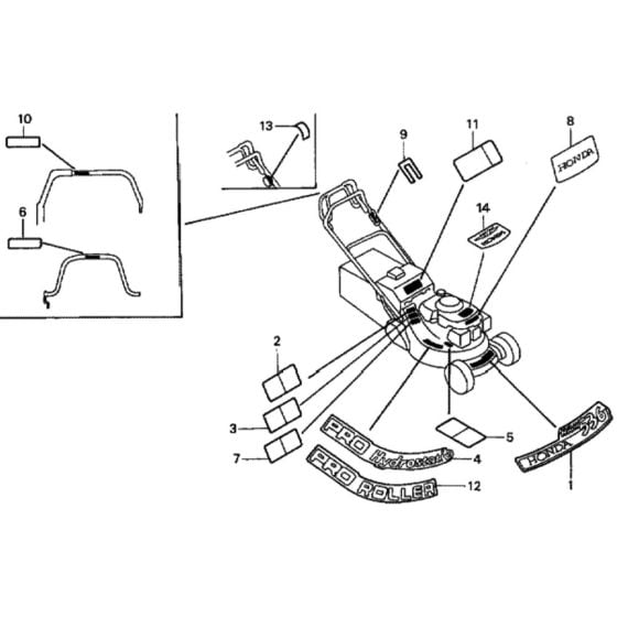 Label for Honda HRH536K2 - QXE Lawn Mower