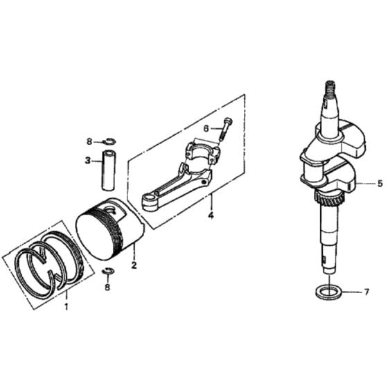 Crankshaft/Piston for Honda HRH536K4 - HXEH Lawn Mower