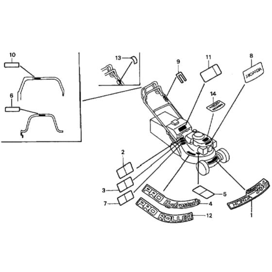 Label for Honda HRH536K4 - QXEH Lawn Mower