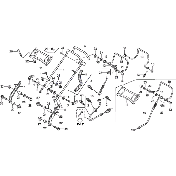 Handle and Cable 1 Assembly for Honda HRX426 RXE Lawn Mowers