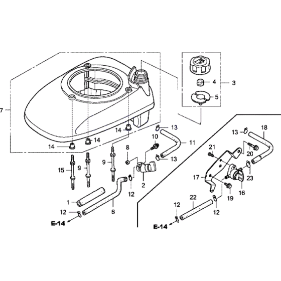 Fan Cover & Fuel Tank Assembly for Honda HRX537-C2-HYE Lawn Mowers