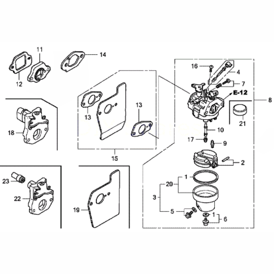 Carburetor Assembly for Honda HRX537-C2-HYE Lawn Mowers