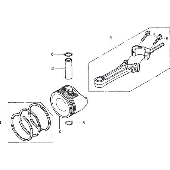 Piston and Connecting Rod Assembly for Honda HRX537 HXE Lawn Mowers