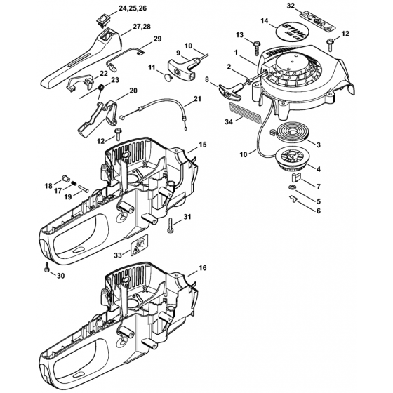 Stihl HS45 Hedge Trimmer Rewind Starter/Recoil Assembly 