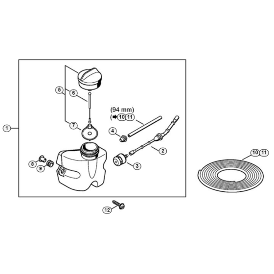 Fuel Tank Assembly for Stihl HS 52 Hedgetrimmers