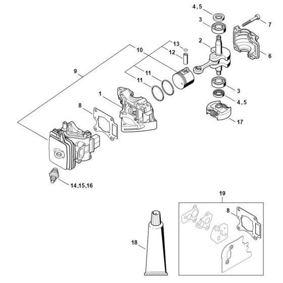 Crankcase, Cylinder, Clutchfor Stihl HS 56, HS 56 C Hedge Trimmer