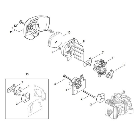 Spacer flange, Air filterfor Stihl HS 56, HS 56 C Hedge Trimmer