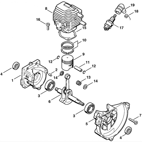 Stihl HS72 HS74 HS76 Hedge Trimmer Crankcase Assembly