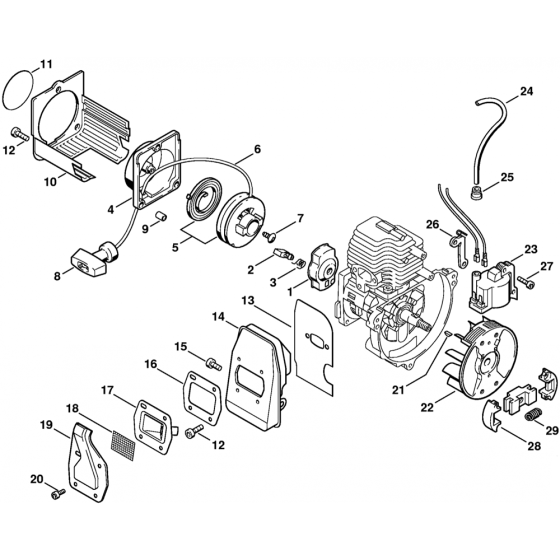 Stihl HS72 HS74 HS76 Hedge Trimmer Rewind Starter/Recoil Assembly