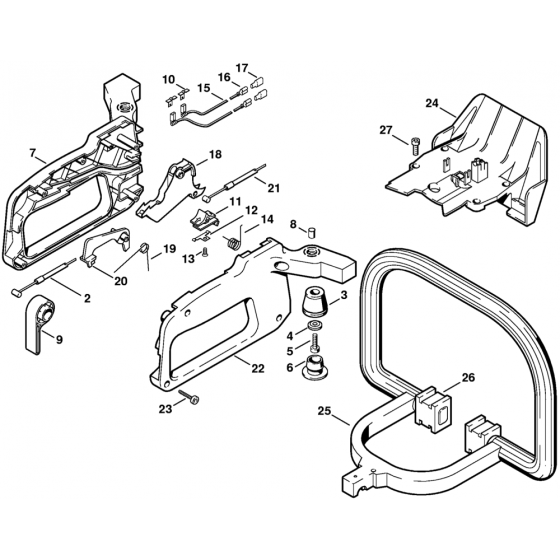 Stihl HS72 Hedge Trimmer Handle Assembly