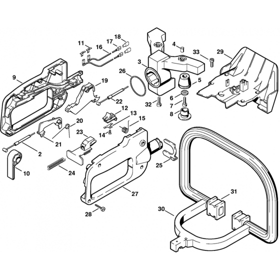 Stihl HS74 Hedge Trimmer Handle Assembly