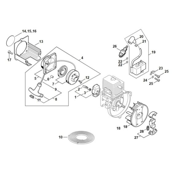 Rewind starter, Ignition systemfor Stihl HS 80 Hedge Trimmer