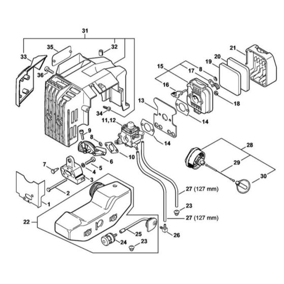 Air filter, Fuel tankfor Stihl HS 80 Hedge Trimmer