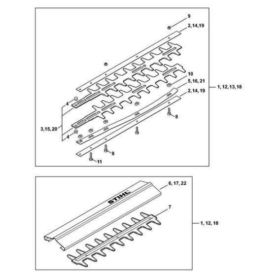 Cutter bar 1 45 512 843 (42.1999)for Stihl HS 80 Hedge Trimmer