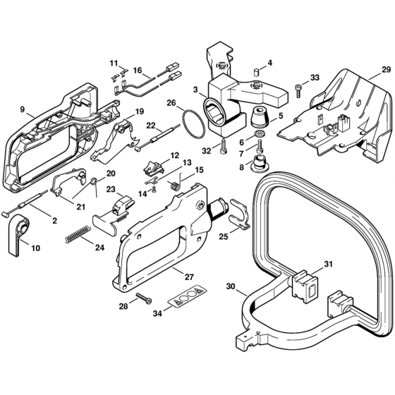 Stihl HS80 Hedge Trimmer Handle Assembly