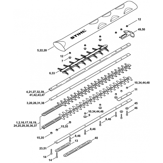 Stihl HS81 Hedge Trimmer Cutter Assembly