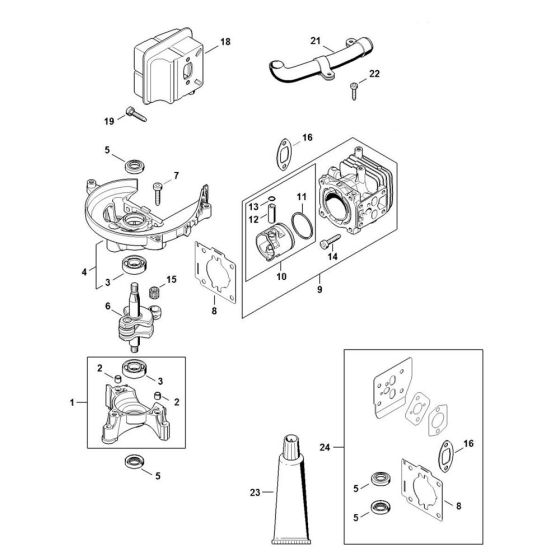 Crankcase Assembly for Stihl HS82T Hedge Trimmer